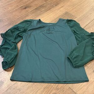 Loft Blouse Sheer Sleeves Size Small Green
